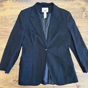 VTG Mondi Blazer Jacket Womens Euro 40 US 8‎ Black Wool Blend Germany Office